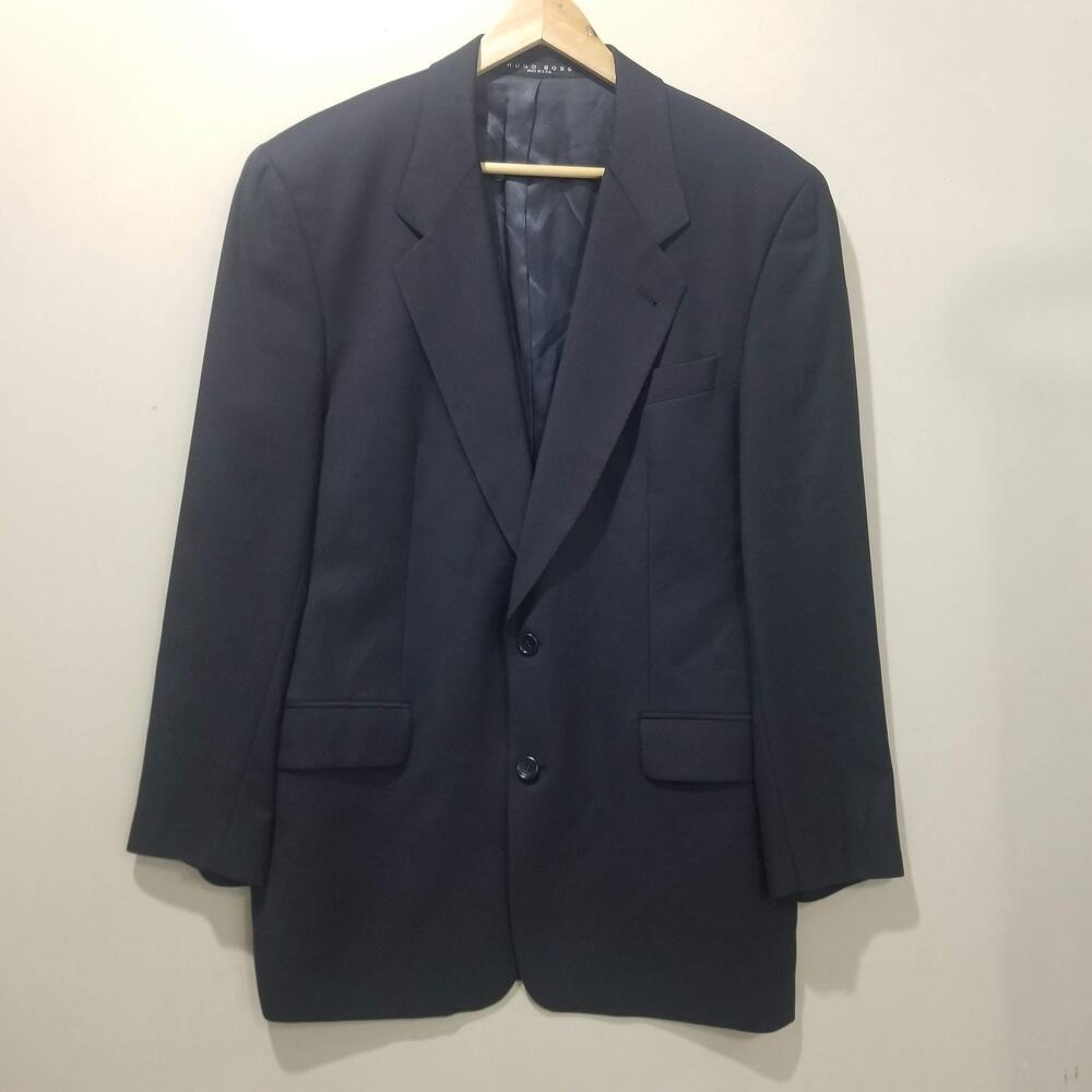 Hugo Boss Blazer Mens 40 Long Navy Loro Piana Made in USA Sport Coat 2 Button
